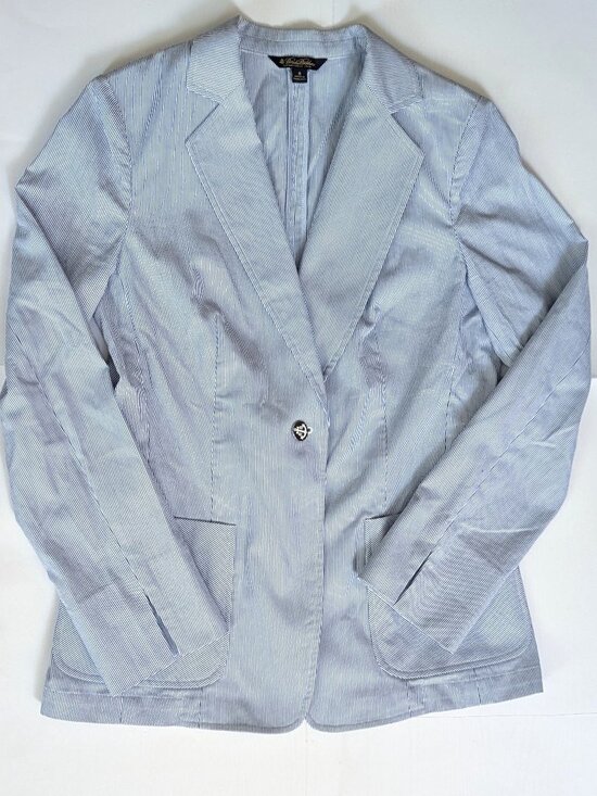 Brooks Brothers Jackets & Blazers - Brooks Brothers Light Blue Seersucker Women's Blazer Striped Work Jacket 8